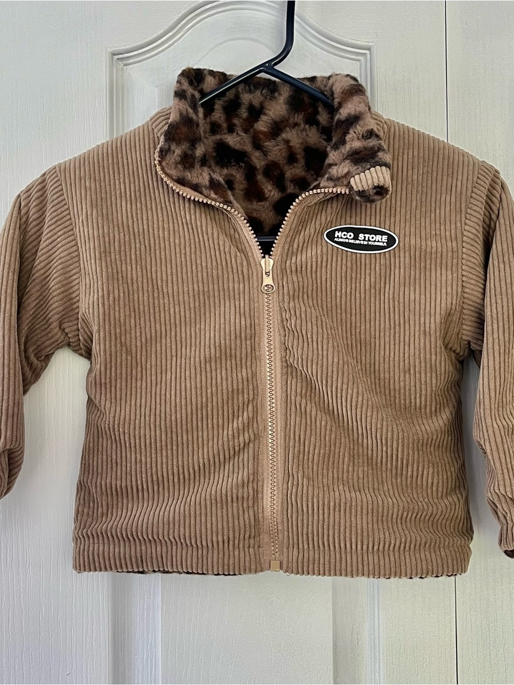 Toddler Girls Jacket 2/3Y Zip Up Corduroy Jacket Reversible Animal Print